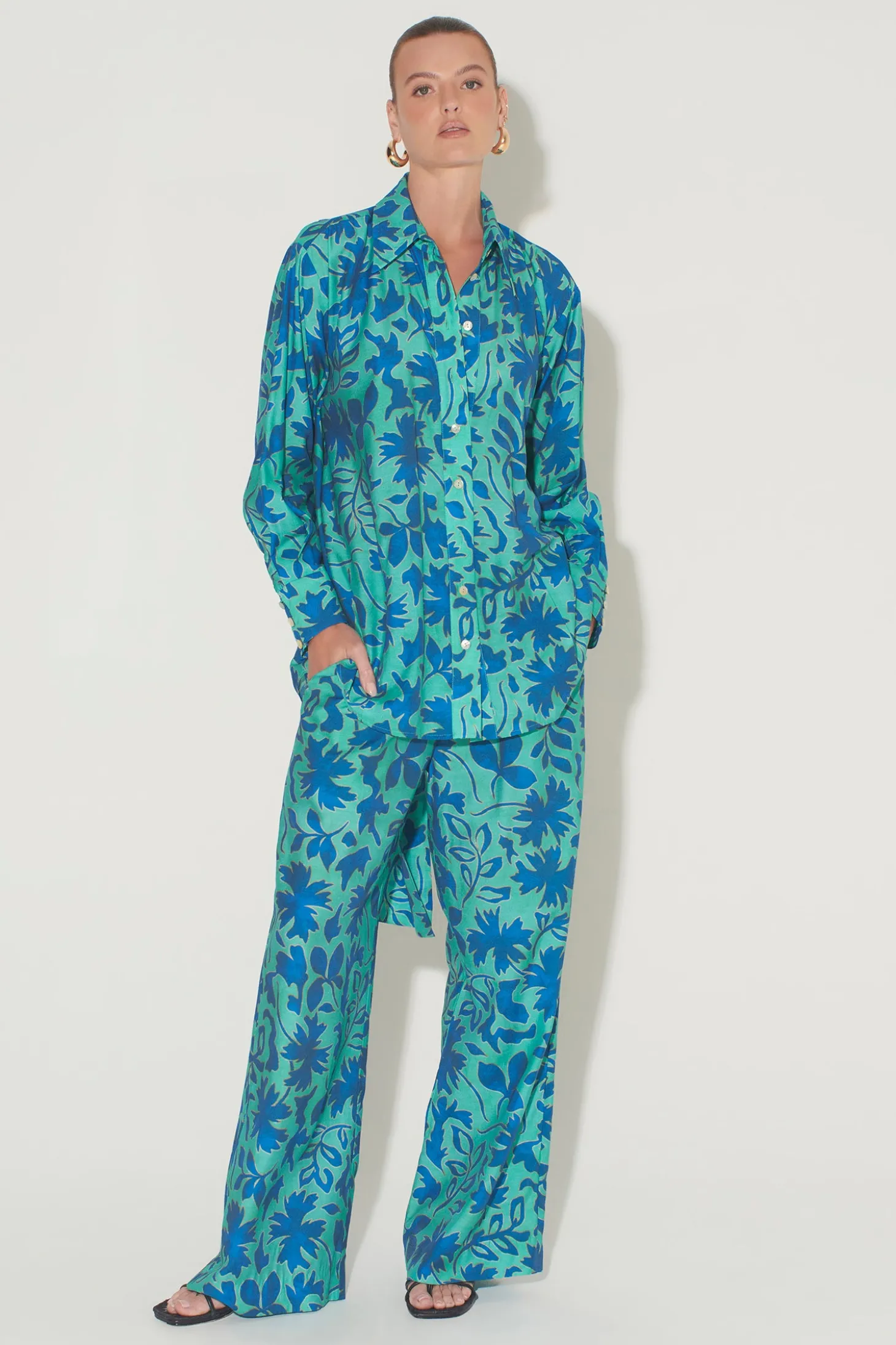 Barclay Shirt Aqua Leaf