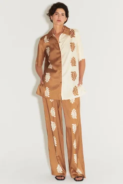 Carmine Relaxed Shirt Stencil Leaf
