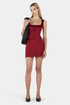 Cynthia Mini Skirt Red Dahlia