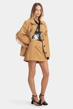 Dixie Suede Skirt Caramel