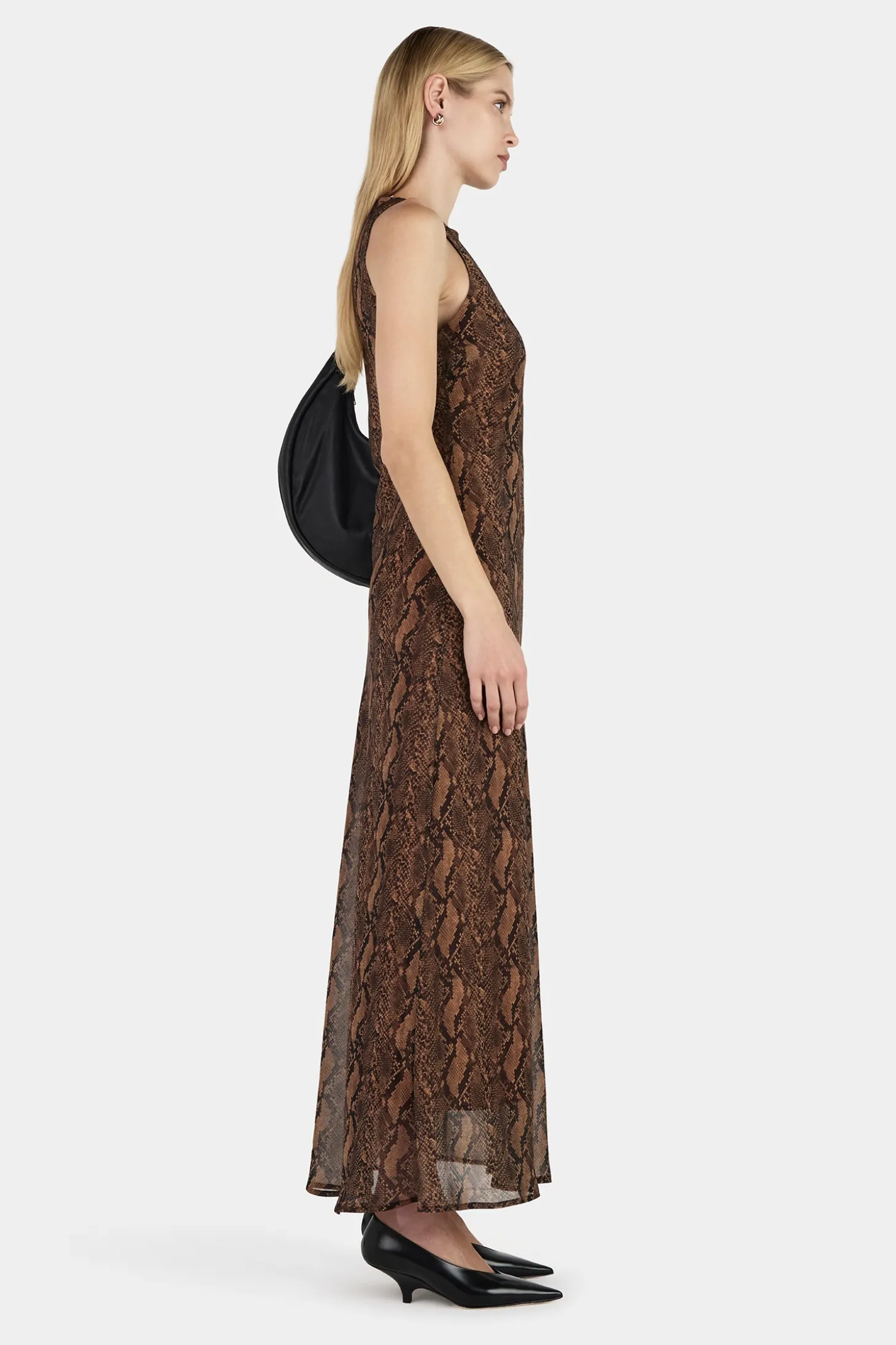Elle Slip Dress Tan Python