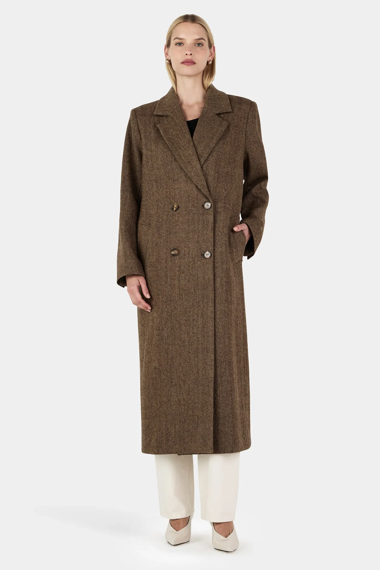 Frederik Tailored Coat Brown Herringbone