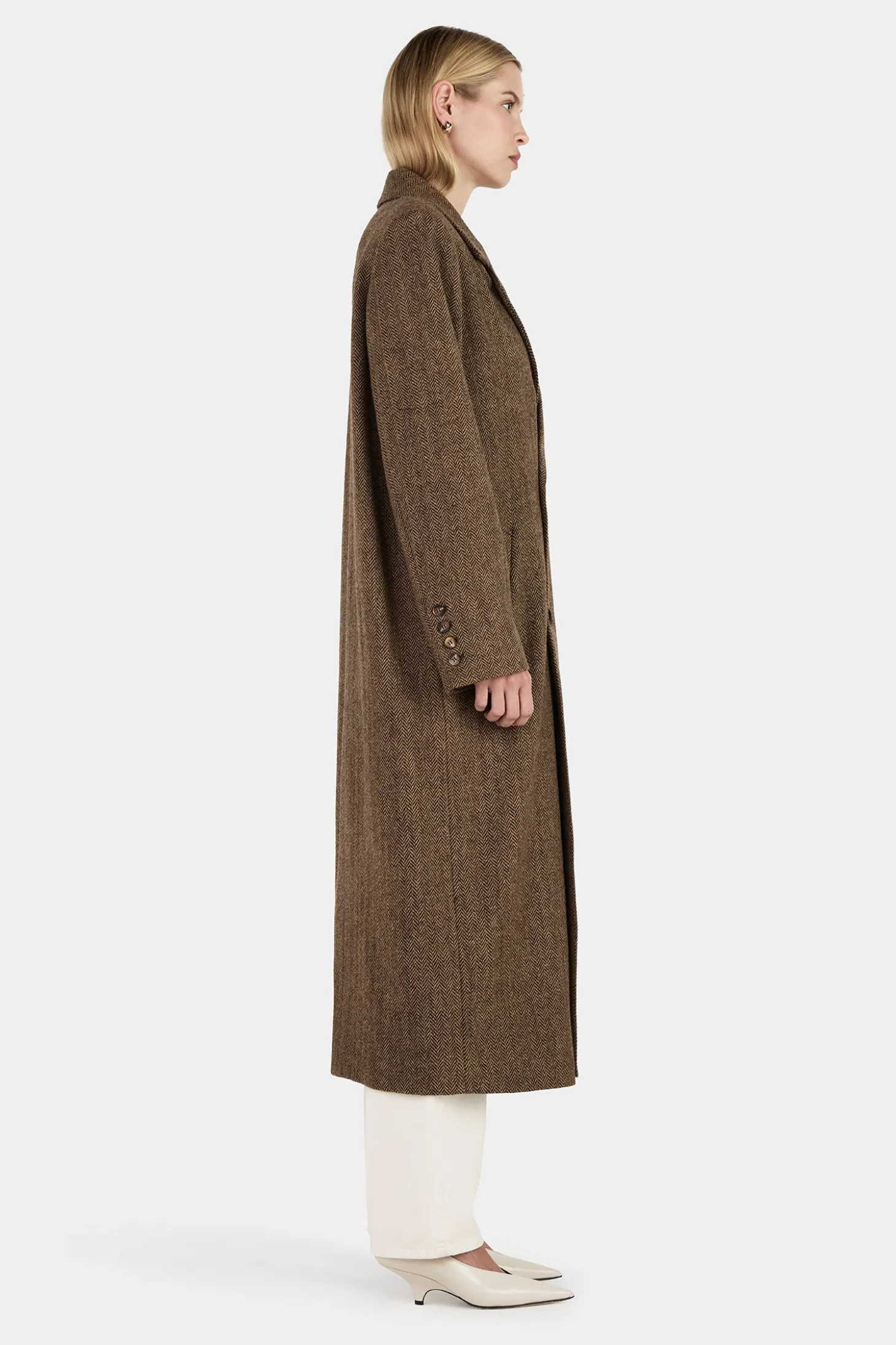Frederik Tailored Coat Brown Herringbone