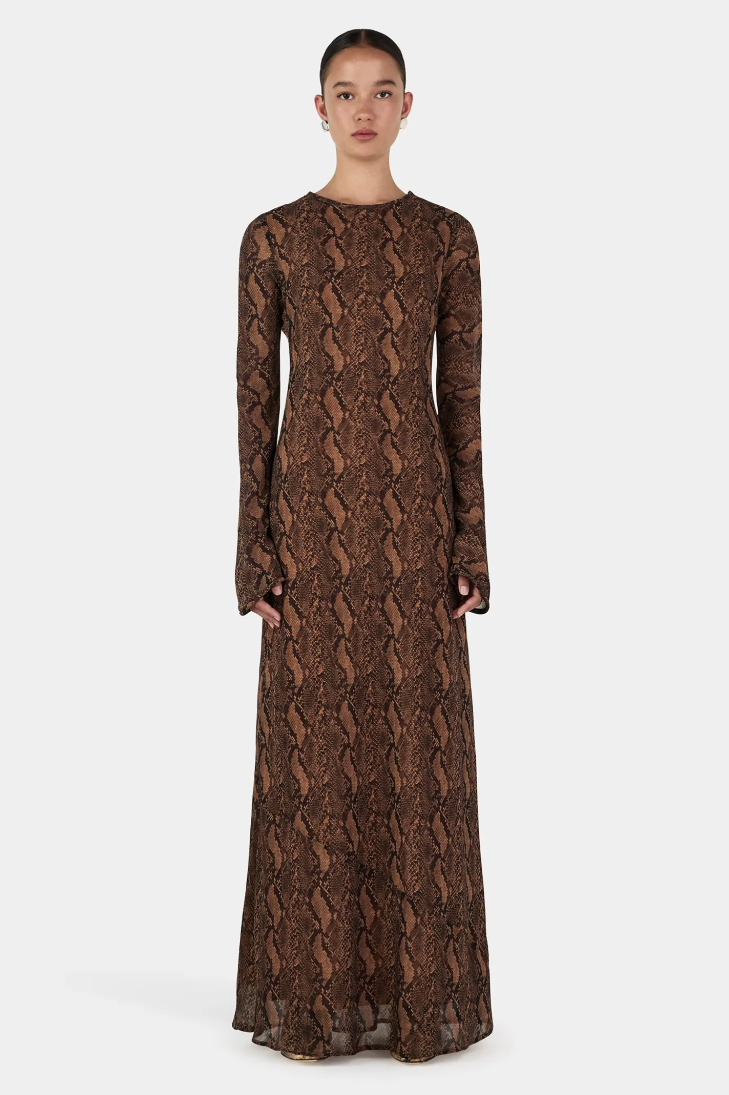 Hyacinth Maxi Dress Tan Python