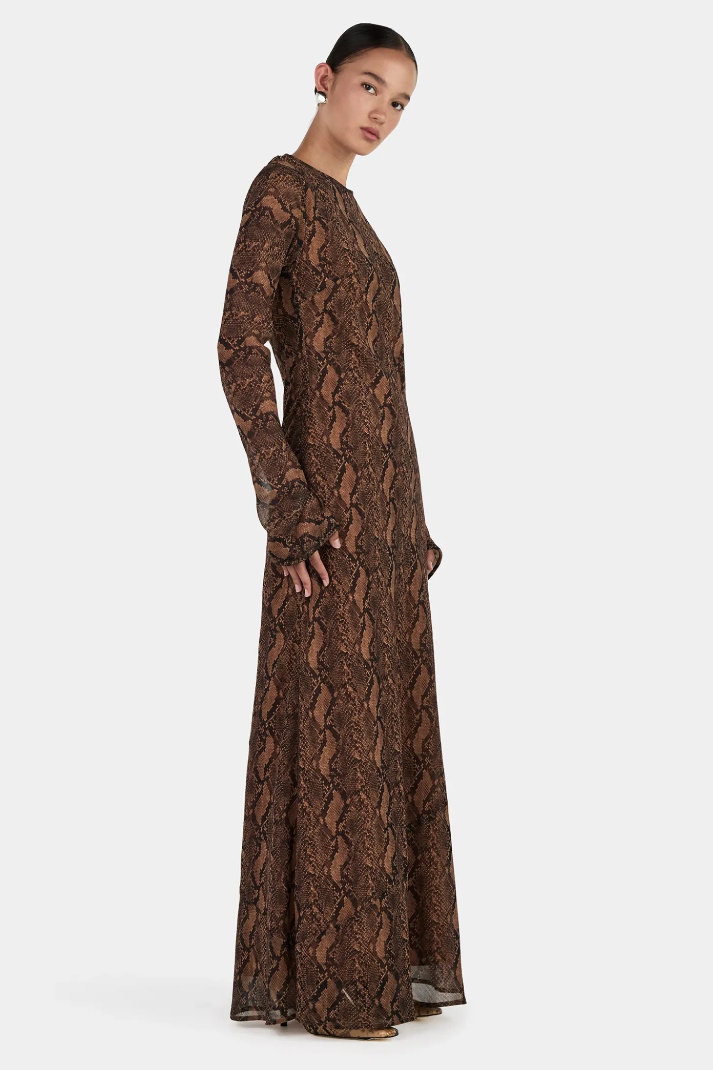 Hyacinth Maxi Dress Tan Python