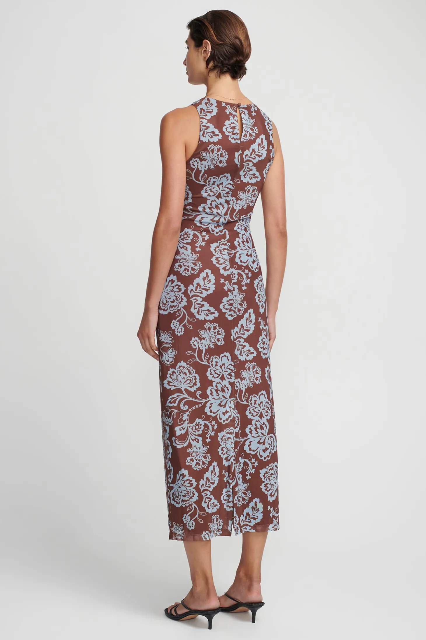 Kora Dress Chocolate Blue Floral