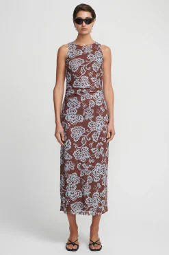 Kora Dress Chocolate Blue Floral