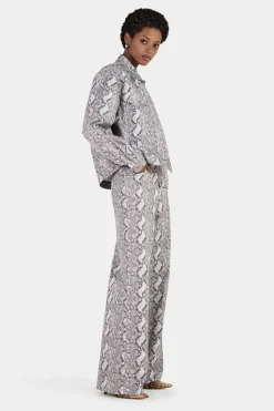 Morgan Studded Denim Jacket Silver Python
