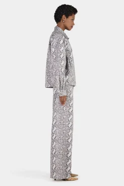 Morgan Studded Denim Jacket Silver Python