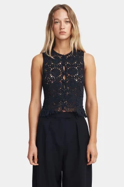 Patti Crochet Top Navy