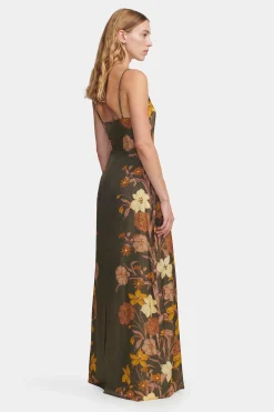 Peony Dress Moss Floral