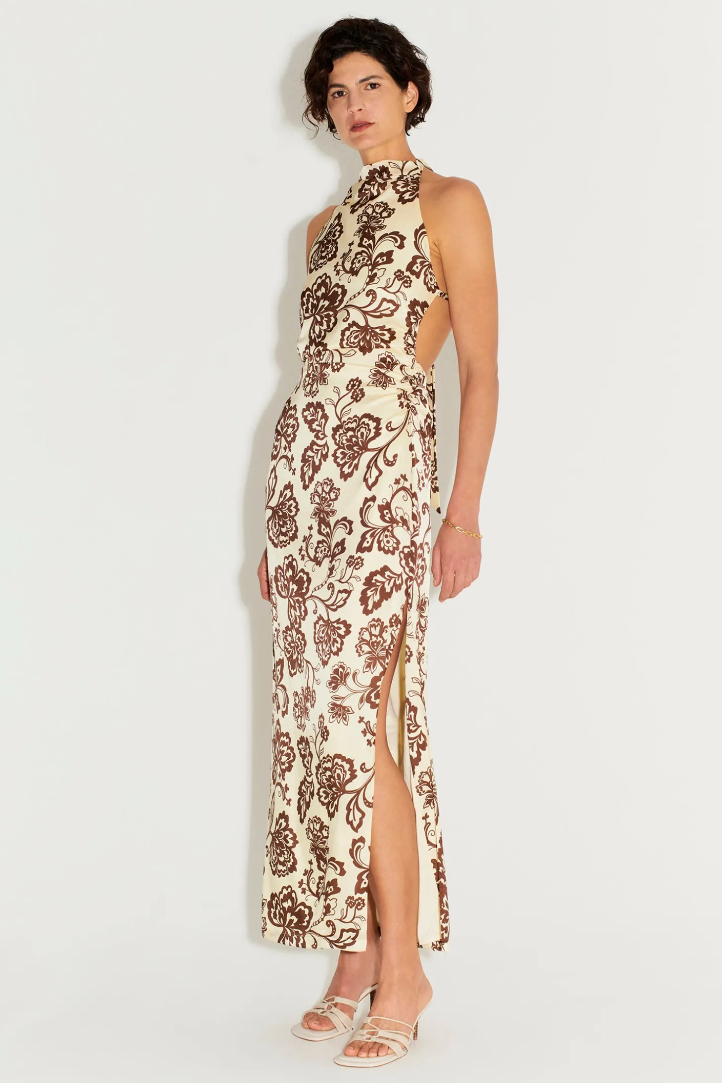 Robbie Midi Dress Cream Chocolate Floral