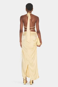 Sabina Drawstring Midi Skirt Lemon
