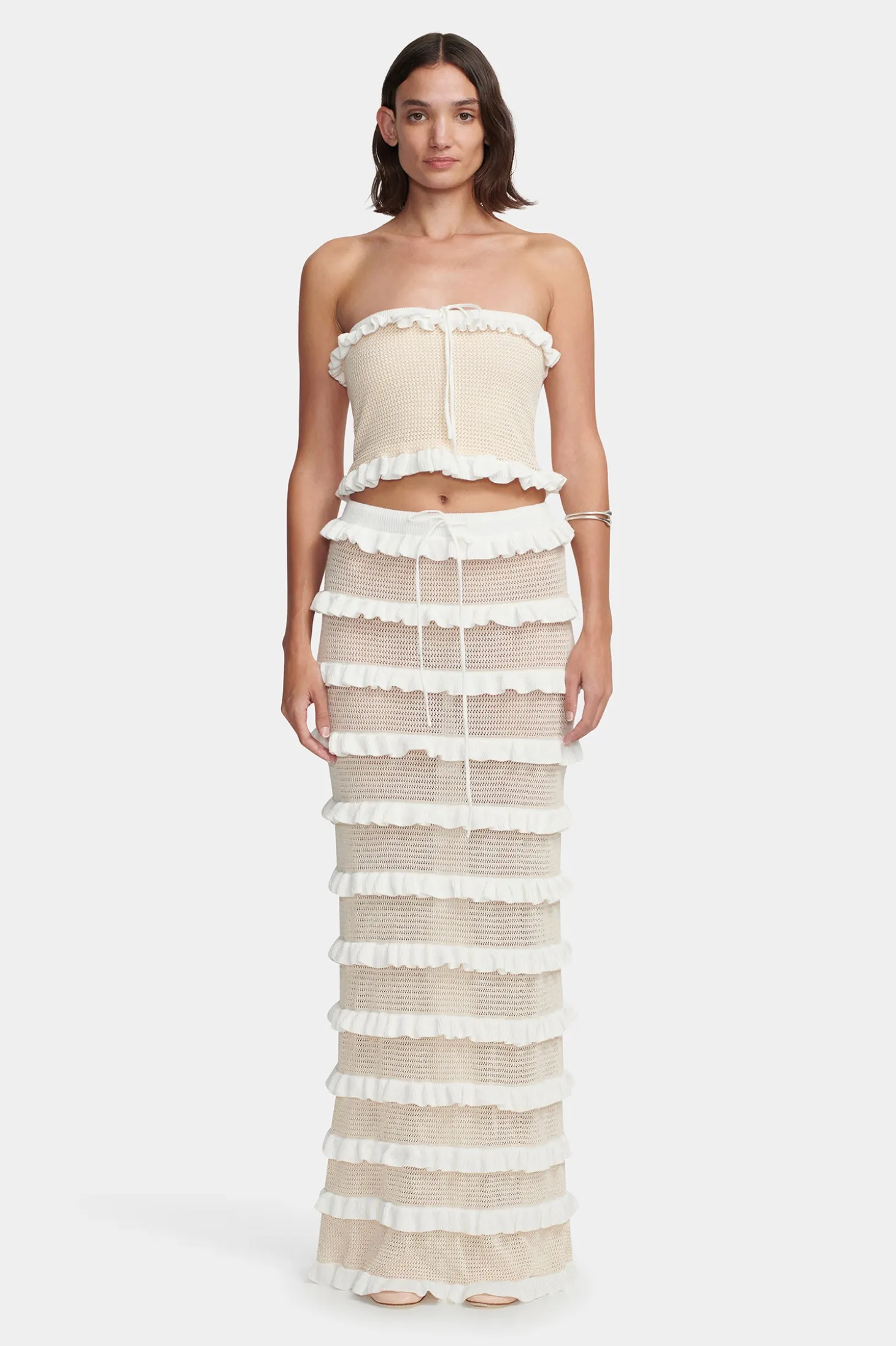 Tahli Knit Skirt Cream Pointelle