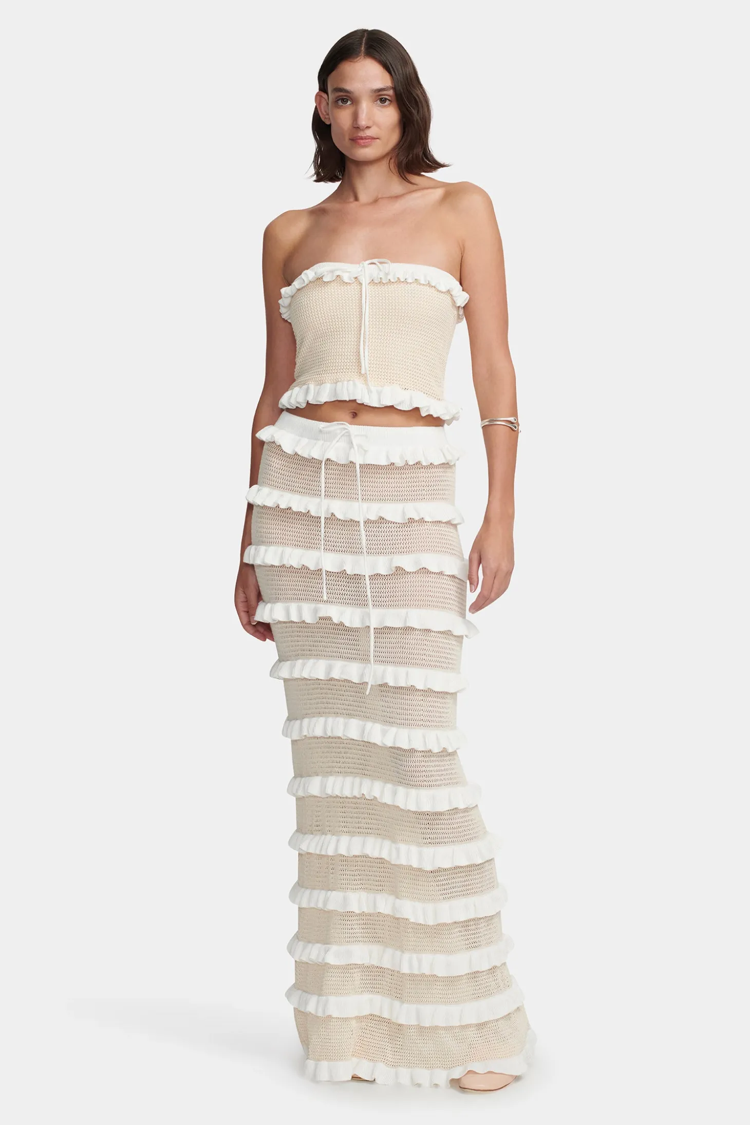 Tahli Knit Skirt Cream Pointelle