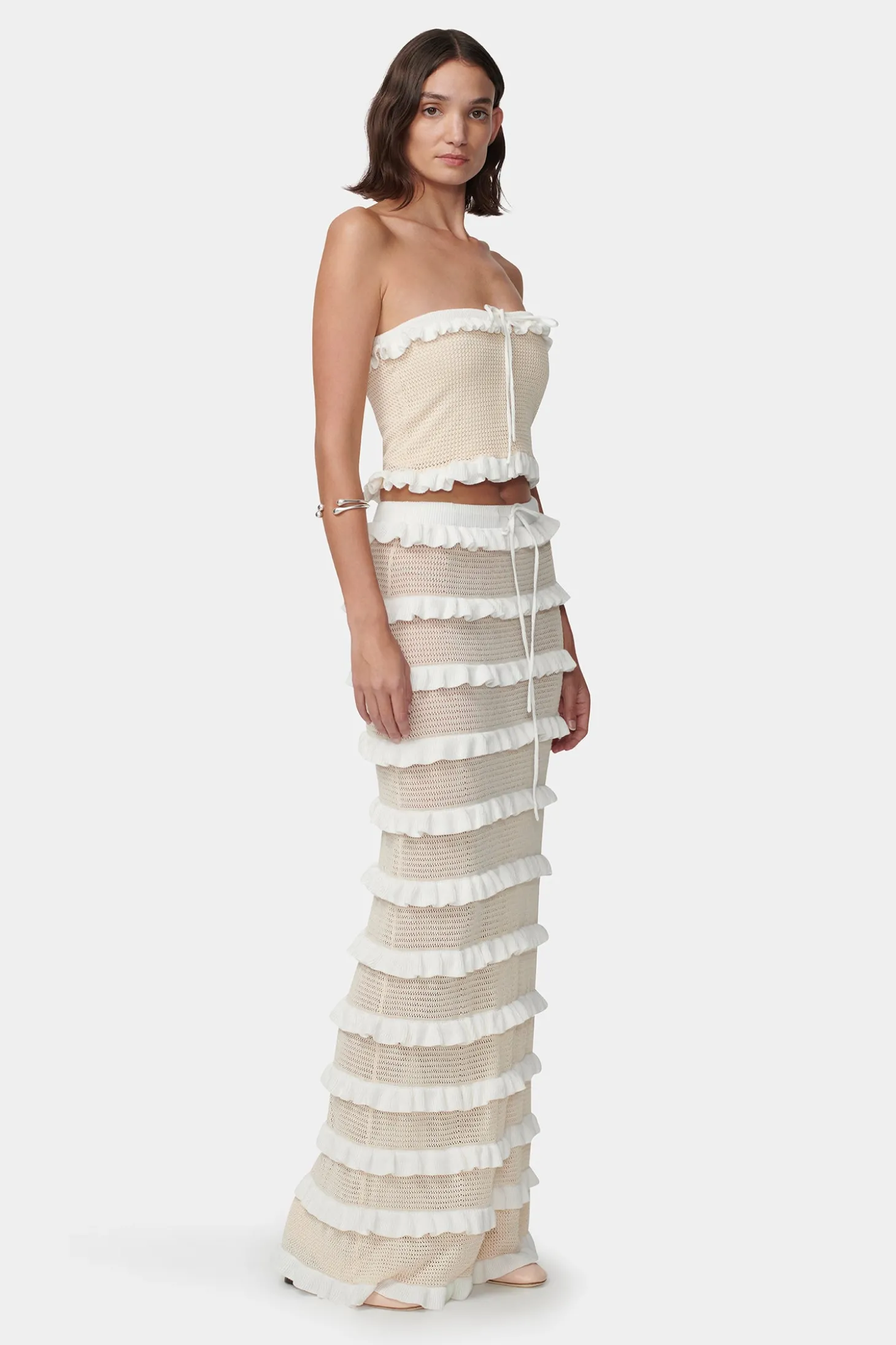 Tahli Knit Skirt Cream Pointelle